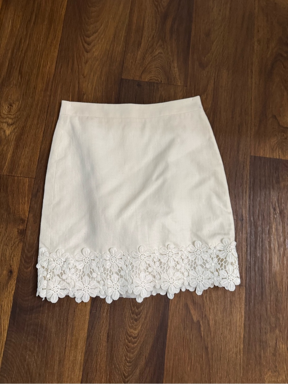 J. Crew white Mini Skirt with Floral Lace Hem